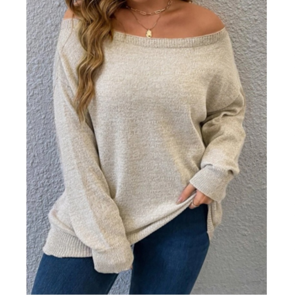 Plus size off shoulder sweater top